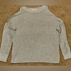 Loft Off the Shoulder Gray Sweater Size M